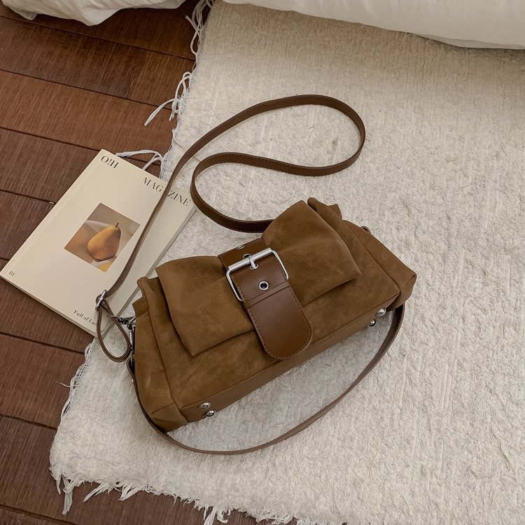 复古鹿皮绒大容量斜挎女包