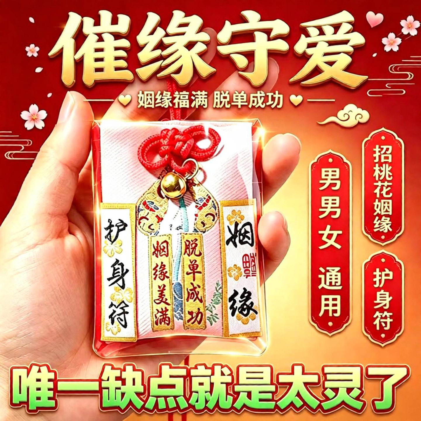 月老招桃花普陀山锦囊御守男女脱单神器旺桃花运遇正缘挂件护身符