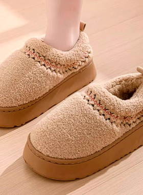 冬季中国民族风高帮棉鞋加绒加厚底雪地靴外穿防滑包跟保暖鞋MX55