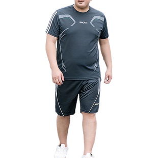 套装 T恤休闲胖子速干短裤 男士 短袖 运动服加肥加大肥佬 9XL大码 夏季