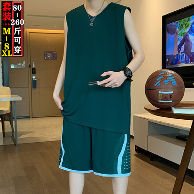 2025新款夏季背心男胖子运动套装