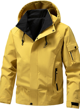 青年春秋外套冲锋衣男士户外夹克8XL大码登山服防风休闲胖子褂子