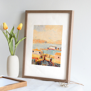 简约定制实木画框A4A3挂墙尺寸现代相框40cm 裱拼图框4开8K 5075装