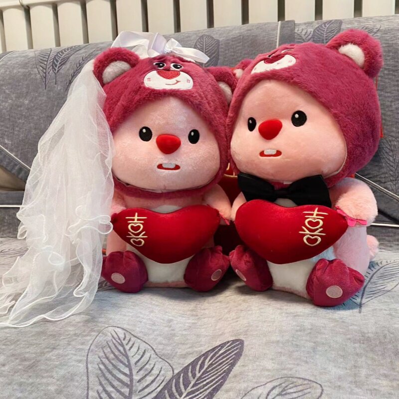 结婚压床娃娃一对loopy小海狸露比婚礼毛绒公仔婚房布置新人礼物
