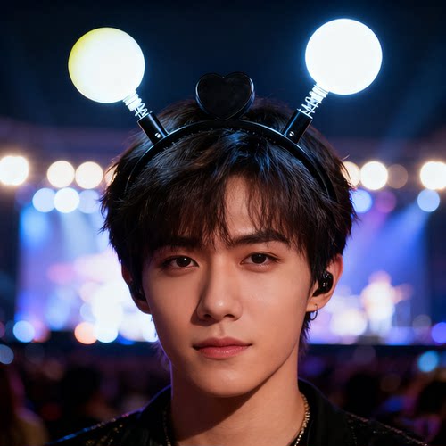 元旦节发光头饰白色圆球星弹簧头箍球球发箍闪光发卡表演道具装饰