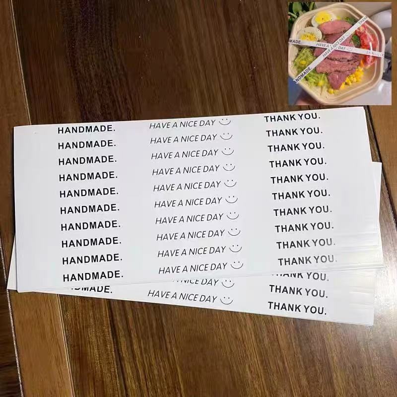 烘焙长条贴纸网红英文蛋糕寿司包装通用装饰封口贴甜品不干胶标签