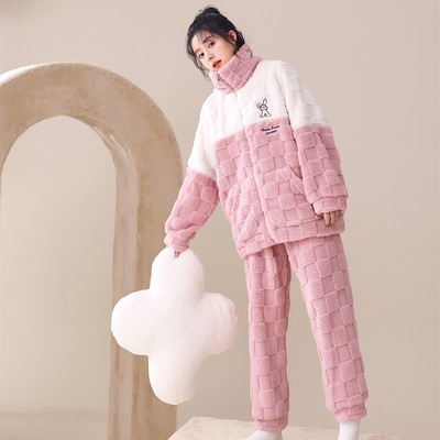 珊瑚绒加厚女睡衣秋冬家居服