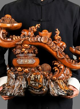 如意聚宝盆摆件摆件店铺做生意装饰搬家礼物乔迁新居礼品