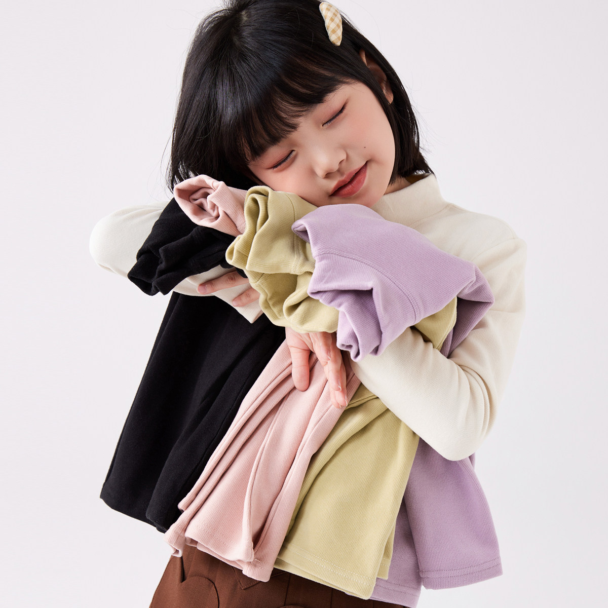 女童打底衫2026春秋季新款儿童半高领中大童纯色上衣修身内搭T恤