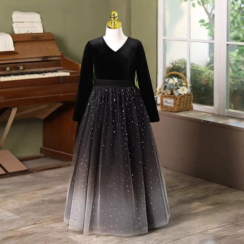 女初中生大童钢琴合唱指挥演出小提琴晚礼服高端小女孩生日公主裙