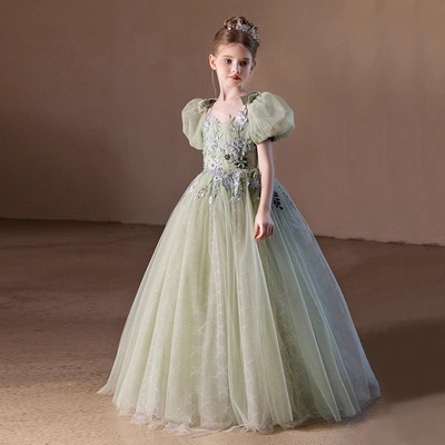 儿童超仙绑带蓬蓬裙宴会婚礼长裙