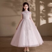 粉色儿童礼服公主裙高端洋气主持人女童2026新款 走秀演出服模特夏