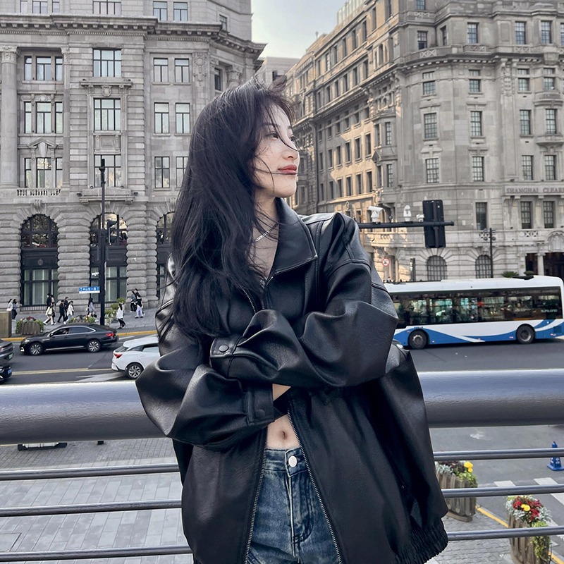 皮外套女春秋新款高级感气质宽松