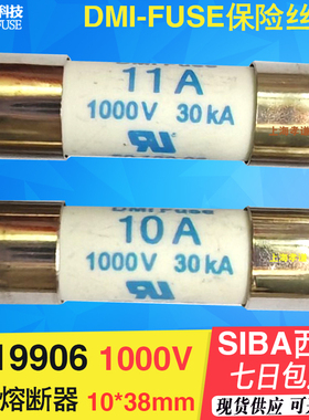 SIBA DMI Fuse 2A 1000V 30KA 10X38mm陶瓷保险丝管5019906 10A