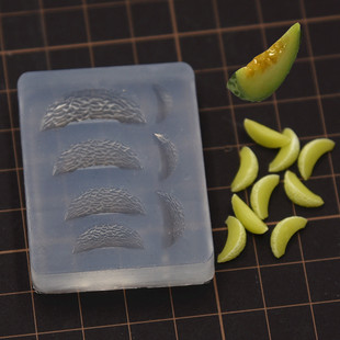 diy哈密瓜手工粘土软陶硅胶模 微缩树脂粘土食玩水果片迷你哈密瓜