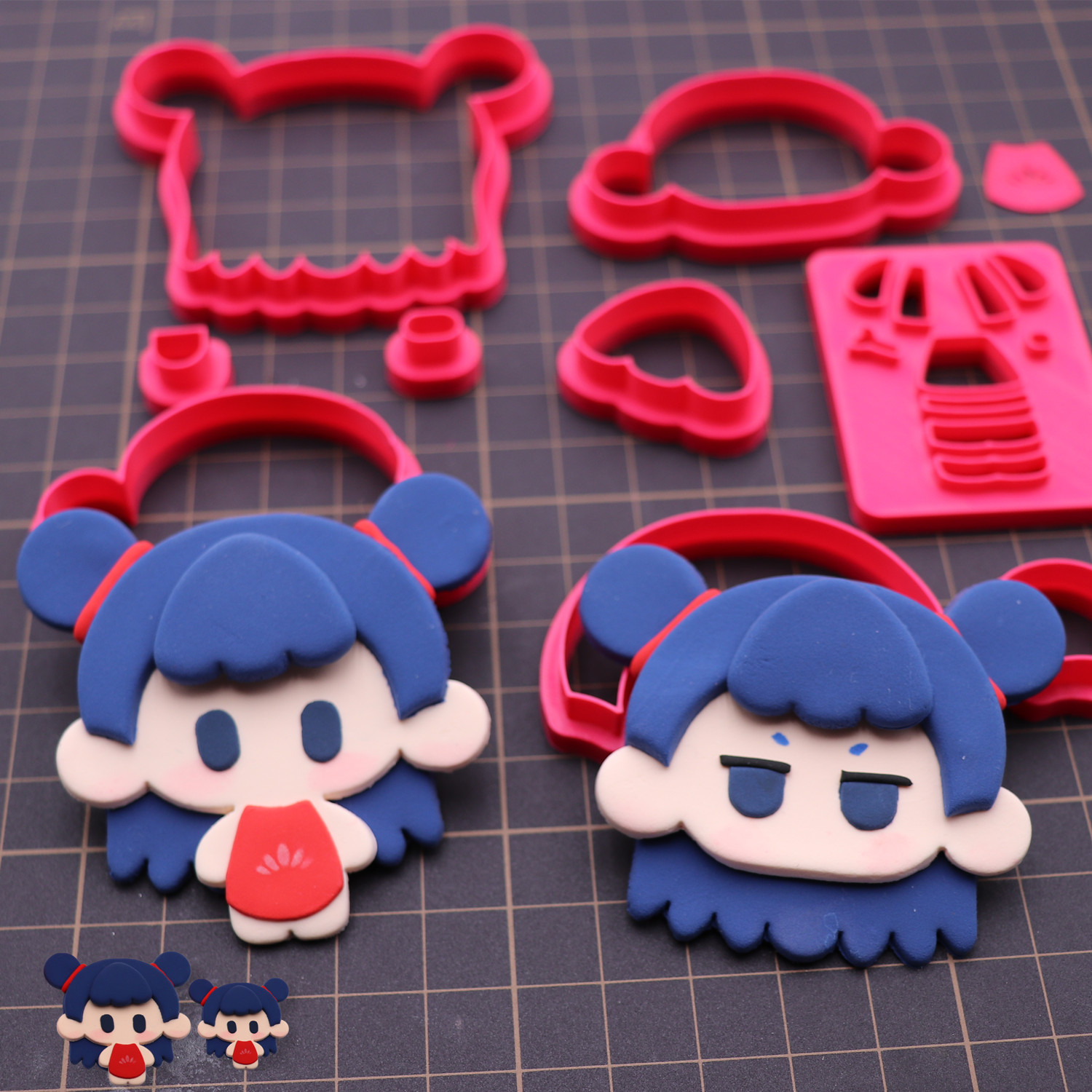 diy哪吒饼干切模超轻石塑粘土通用塑料压模Q版冰箱贴3D打印切模