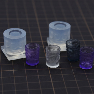 微缩雕花杯子硅胶模具超轻黏土仿真食玩太阳水杯模uv胶滴胶用模具