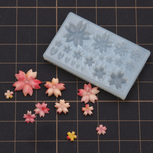 diy超轻粘土樱花制作硅胶立体模具 手工uv滴胶粘土微缩花花樱花