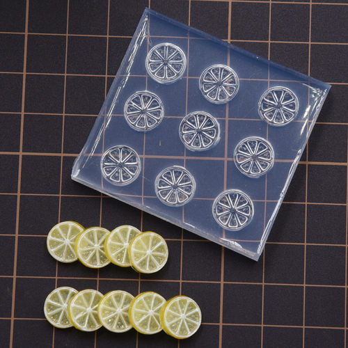 diy超轻粘土食玩娃屋diy柠檬片仿真甜点柠檬茶蛋糕装饰物硅胶模具