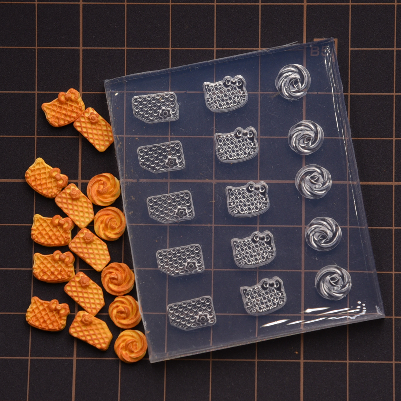 微缩迷你食玩面包迷你华夫饼甜点小饼干硅胶模具 diy手工食玩模具