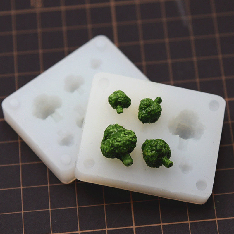 微缩树脂粘土食玩具蔬菜西蓝兰花迷你diy硅胶模具 超轻粘土软陶模