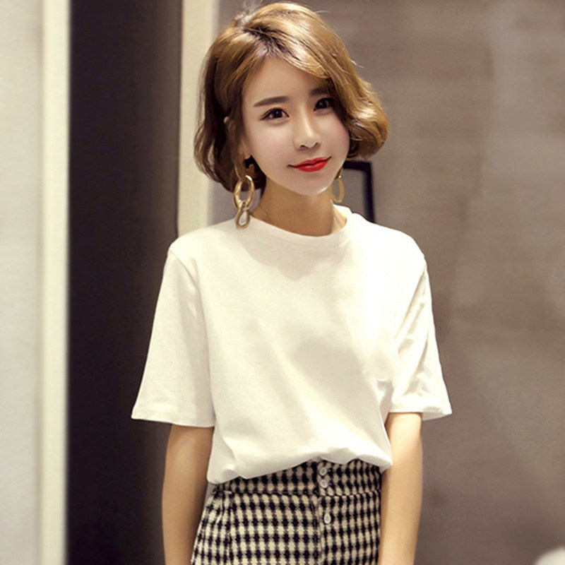 纯色短袖t恤女2026夏季新款百搭纯棉半袖上衣宽松显瘦韩版圆领潮
