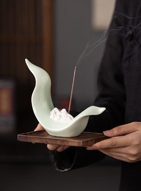 远山香插香座插香底座香炉家用室内创意摆件陶瓷装饰品茶道禅意