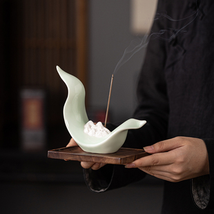 远山香插香座插香底座香炉家用室内创意摆件陶瓷装饰品茶道禅意