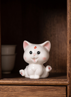 招财小猫咪创意家居小号桌面茶几办公桌解压陶瓷装饰摆件