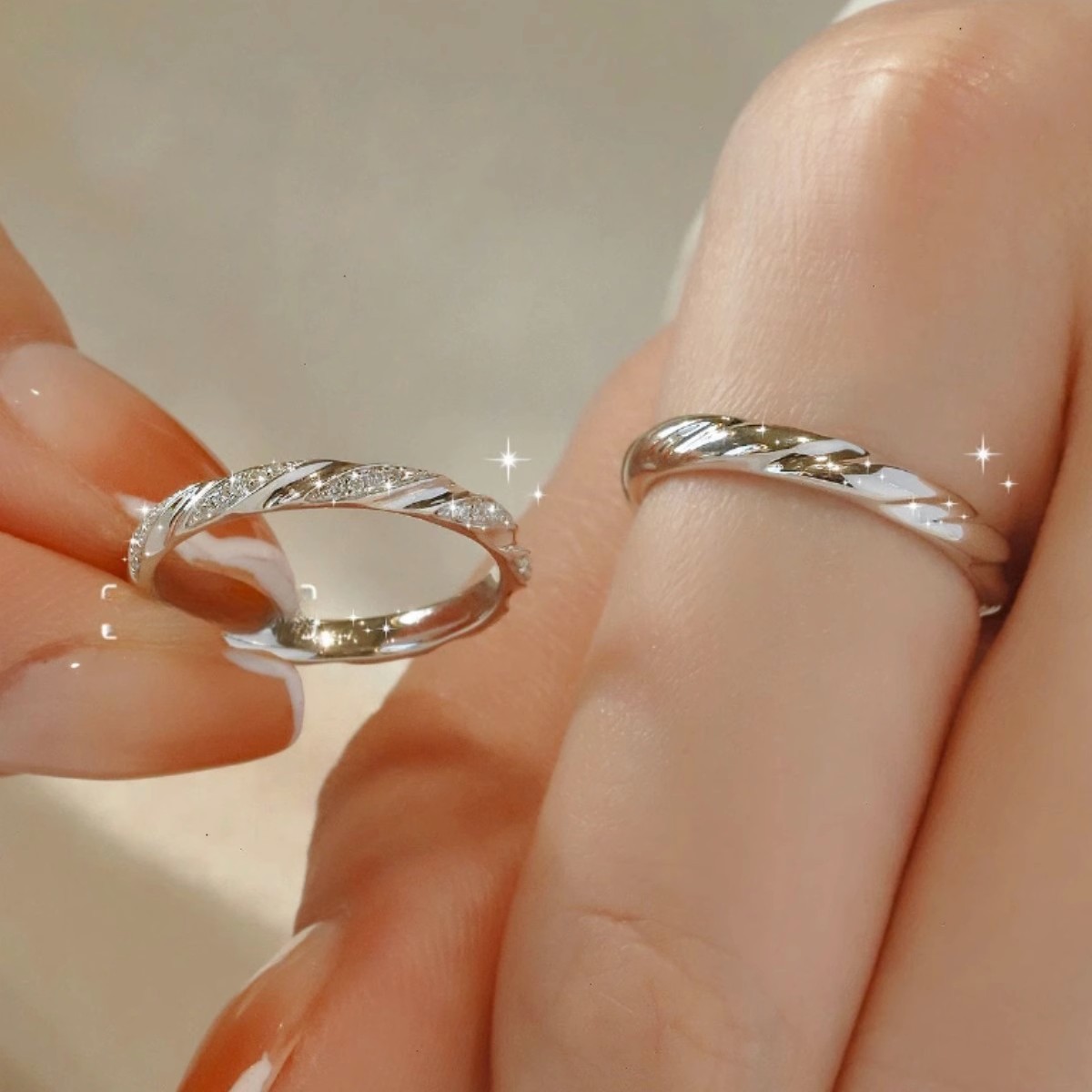 纯银s999藤蔓戒指情侣对戒