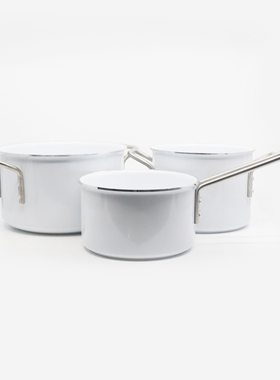 外贸出口丹麦轻奢eva16/20cm白色陶瓷涂层奶锅汤锅燃气电磁炉用