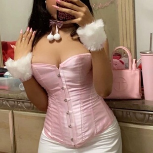 y2kslut欧美ins外贸辣妹色丁布束腰宫廷束身衣