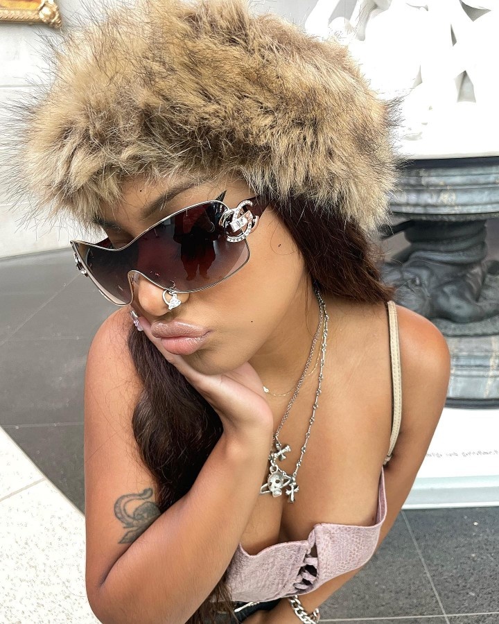 y2kslut欧美ins外贸辣妹秋冬新款狐狸毛毛仿兔毛发带空顶帽女冬