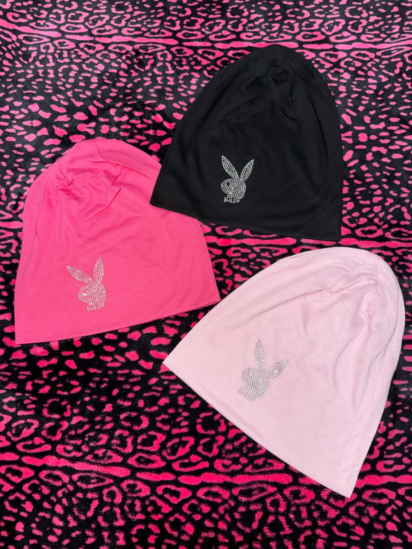 Y2kslut原创自制美式复古小众镶钻兔薄款四季包头帽男女同款帽子