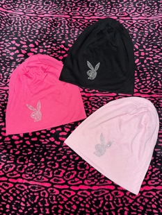 包头帽男女同款 四季 帽子 复古小众镶钻兔薄款 Y2kslut原创自制美式