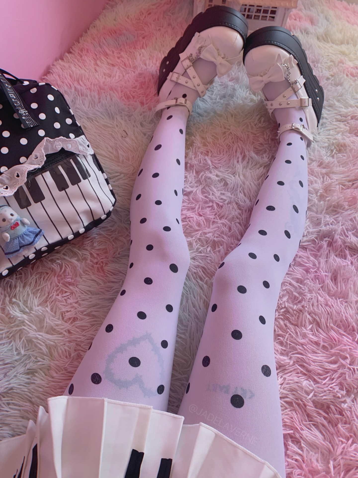 Y2kslut欧美ins个性小众时髦复古美式原宿辣妹波点丝袜连裤袜