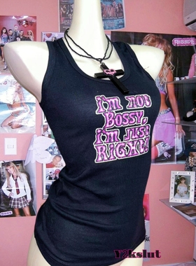 y2kslut原创设计90s涉谷辣妹字母印花修身加长工字背心打底内搭女