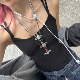 y2kslut自制莫代尔修身 舒适弹力贴身打底背心吊带女