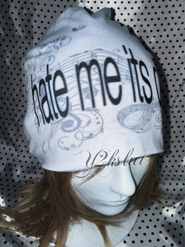 原创设计“hate me its ok”小众朋克亚文化个性印花帽子包头帽