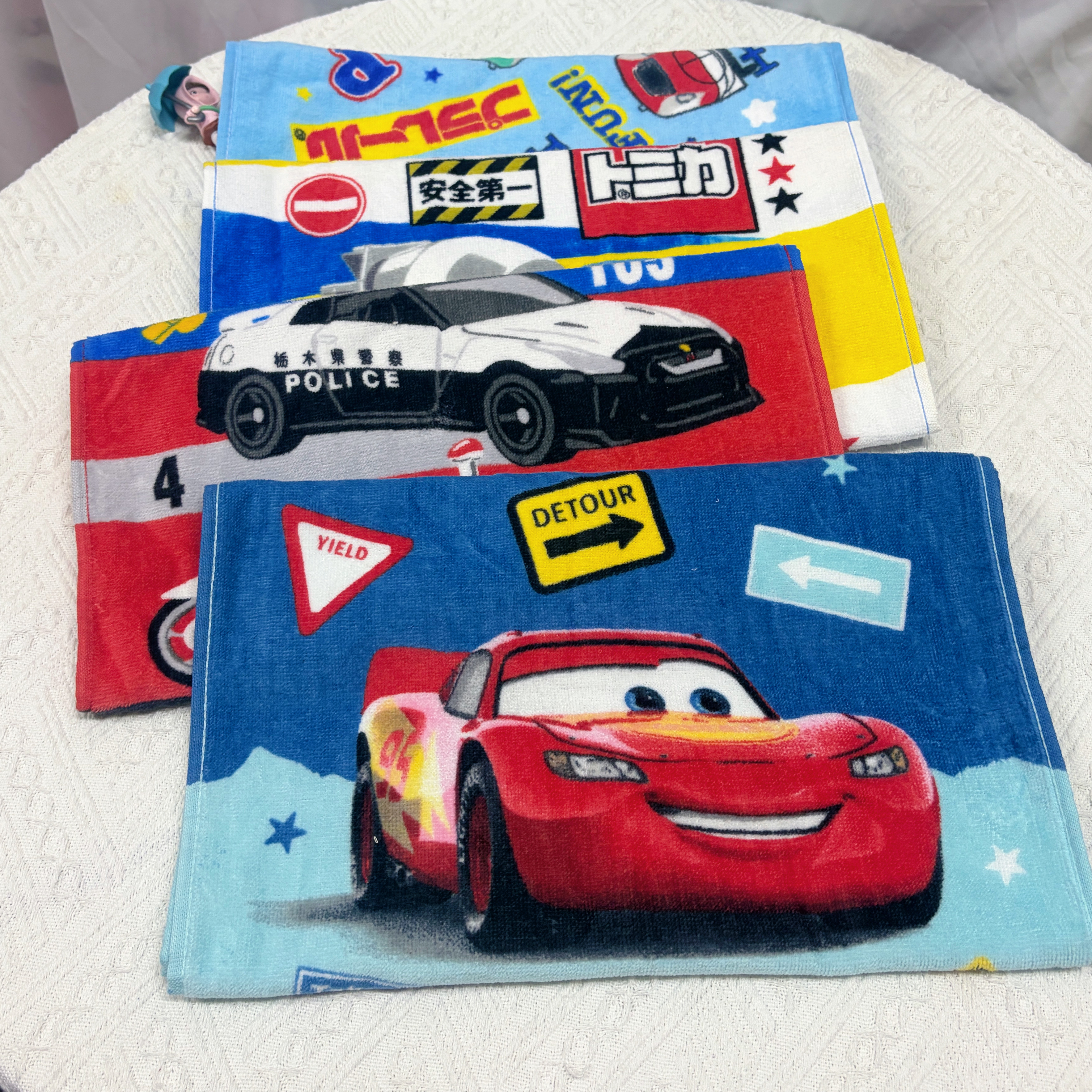 毛巾纯棉可爱多美卡麦昆汽车男女童洗脸巾 微瑕
