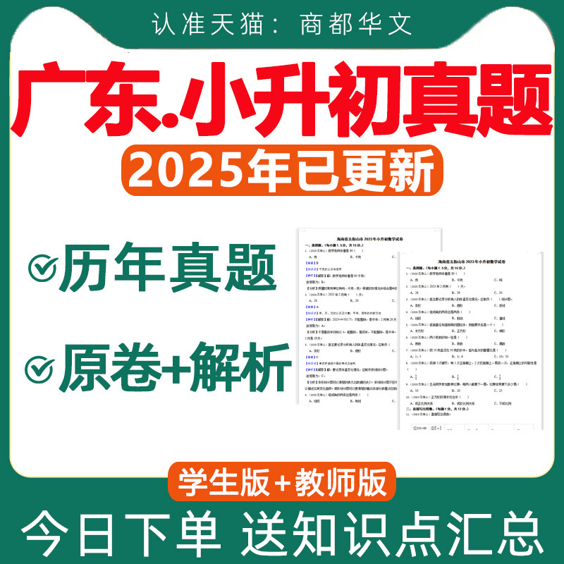 2026年广东省小升初历年真题卷电子版人教版分班考试卷语文数学英语知识点总结梳理汇总广州深圳市电子版资料