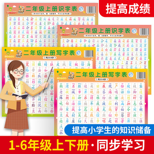 快速识字垫板 二任选覆膜防水小学生识字图小学生启蒙教育 一二三四五六年级上册下册语文教材同步识字表写字表一