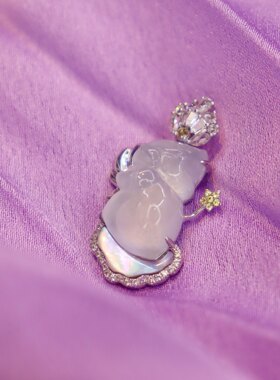 胖妞仙女天使宝宝仙女棒天然翡翠A货镶嵌18K金吊坠项链（已结缘)