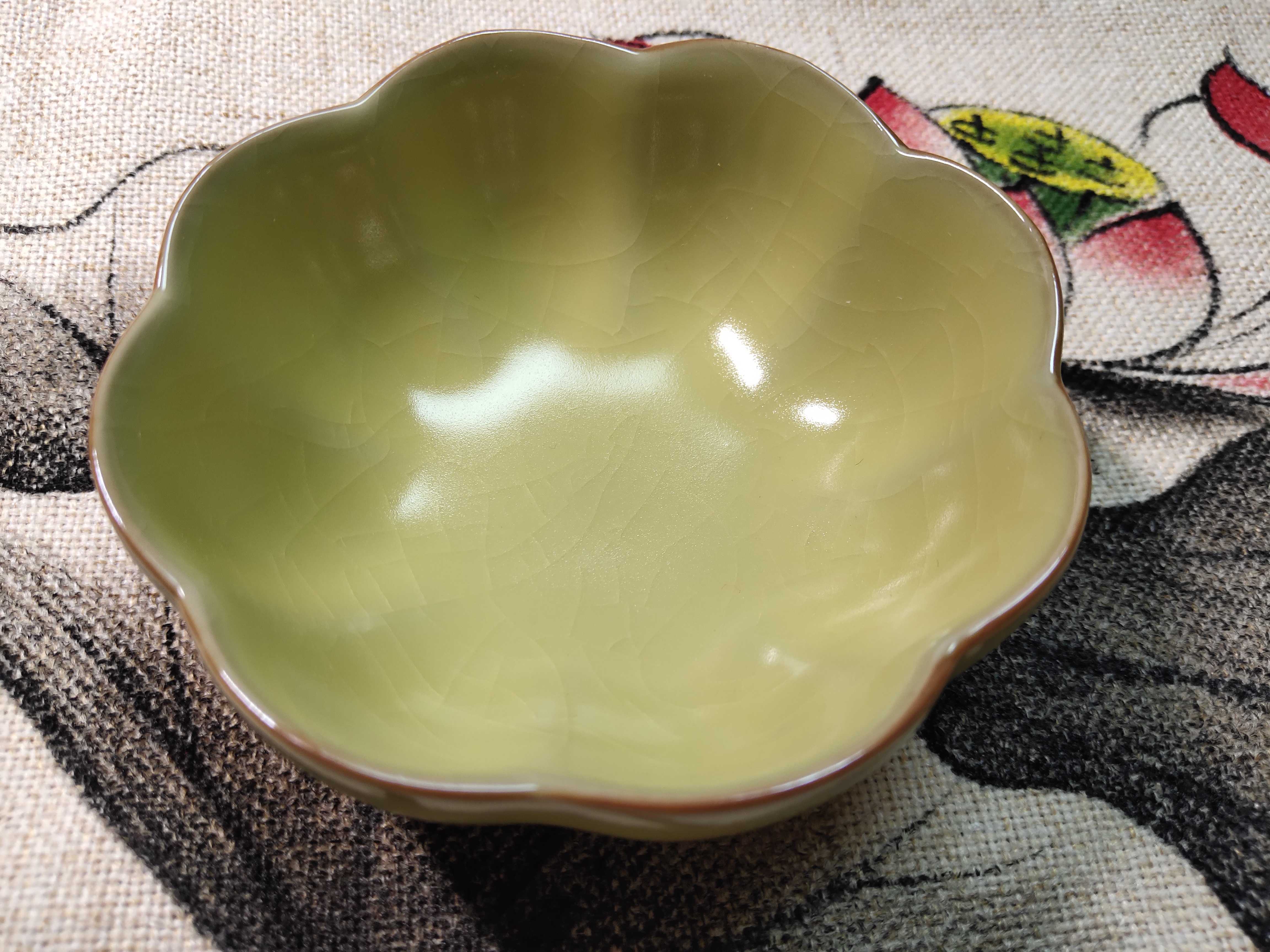 元本道儒器汝窑莲花杯 汝瓷开片茶杯秘色釉黄色大号品茗杯90ML