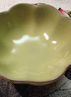 元本道儒器汝窑莲花杯 汝瓷开片茶杯秘色釉黄色大号品茗杯90ML