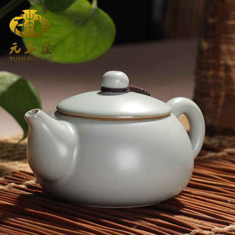 元本道汝窑小西施壶100ml 汝瓷开片天青色小茶壶
