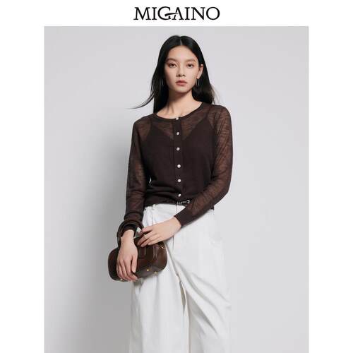 【商场同款】Migaino曼娅奴女装夏薄款透视小众针织开衫MP22JK203