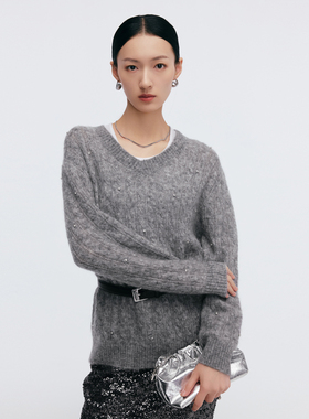 Migaino曼娅奴女装2025年春季新款小众设计软糯针织毛衣MP12WH271