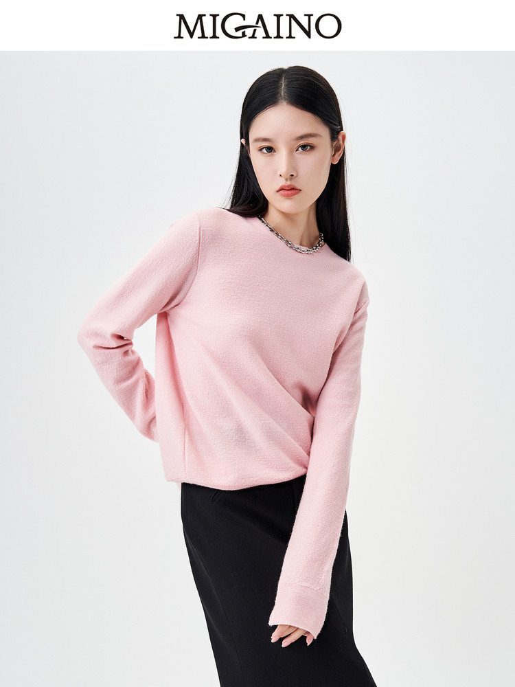 Migaino曼娅奴温柔毛衣女2023秋季新款气质宽松上衣套头针织衫