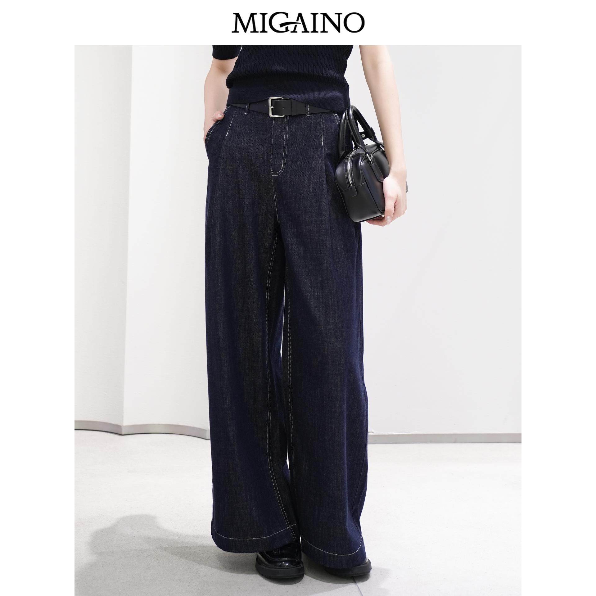 Migaino曼娅奴女装秋季新款美式复古薄款纯棉直筒牛仔裤MP32NC007,女装/女士精品,牛仔裤,淘宝优惠券,粉丝福利购,淘宝优惠卷